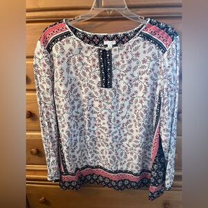 J. Jill Floral Print Long Sleeve Top Plus 3X